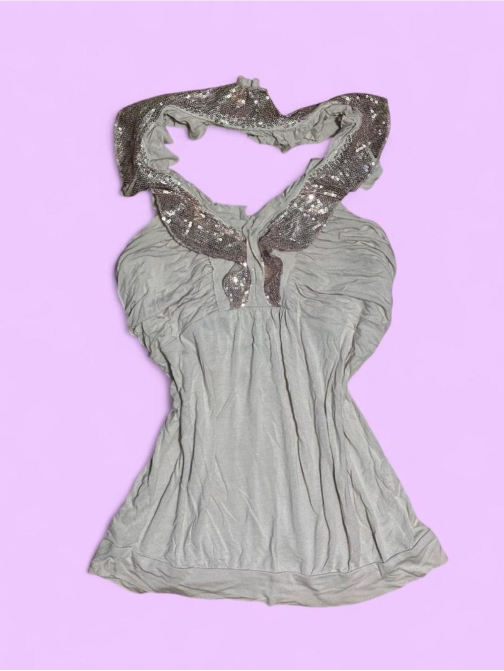 Vintage 2012 Express Sequin Halter Top | Y2K Coquette Fairycore Going Out Tank